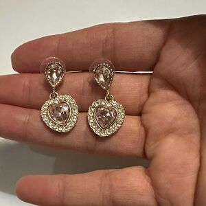 Elegant Pink Heart Drop Earrings